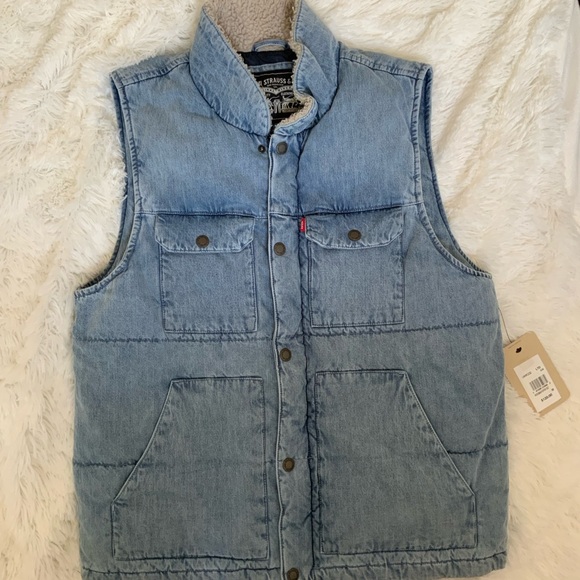 Levi's Blue Quilted Denim Vest - Picture 1 of 7